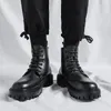 Männer High Top Stiefeletten Designer Marke Komfortable Dicken Boden Casual Schuhe Mann Leder Stiefel Motorrad Stiefel Botas