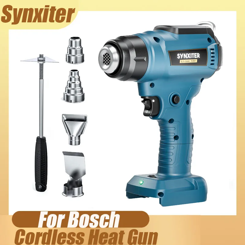 Elektrische Akku-Heißluftpistole für Bosch 18 V Batterie, Heißluftpistole mit 4 Düsen, Temperatureinstellung, Schrumpffolierwerkzeug Image