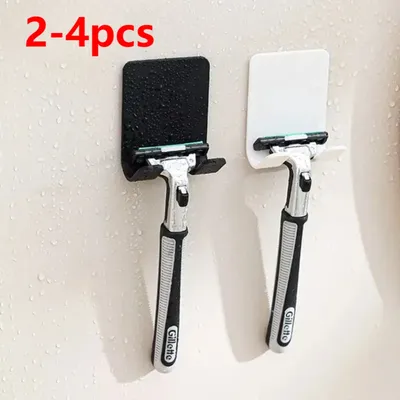 2/4PCS Adhesive Razor Holder Wall Mounted Bathroom For Shower Hook Rack Shaver Holder Plastic Hook Holder Razor Rack