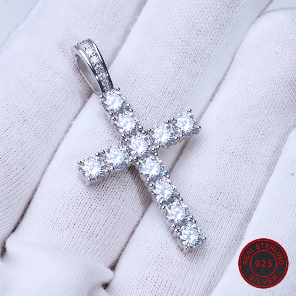 Eskeem Hip Hop Schmuck Sterling Silber mit cz Diamant Kreuz Anhänger personal isierte trend ige 5a Zirkonia Kreuz Halskette