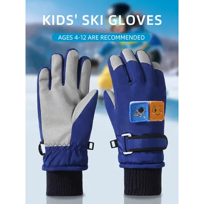 Children's Winter Ski Gloves, Unisex Style, Fleece-lined For Warmth, Touchscreen-compatible, Winter Outdoor Fingerless Gloves