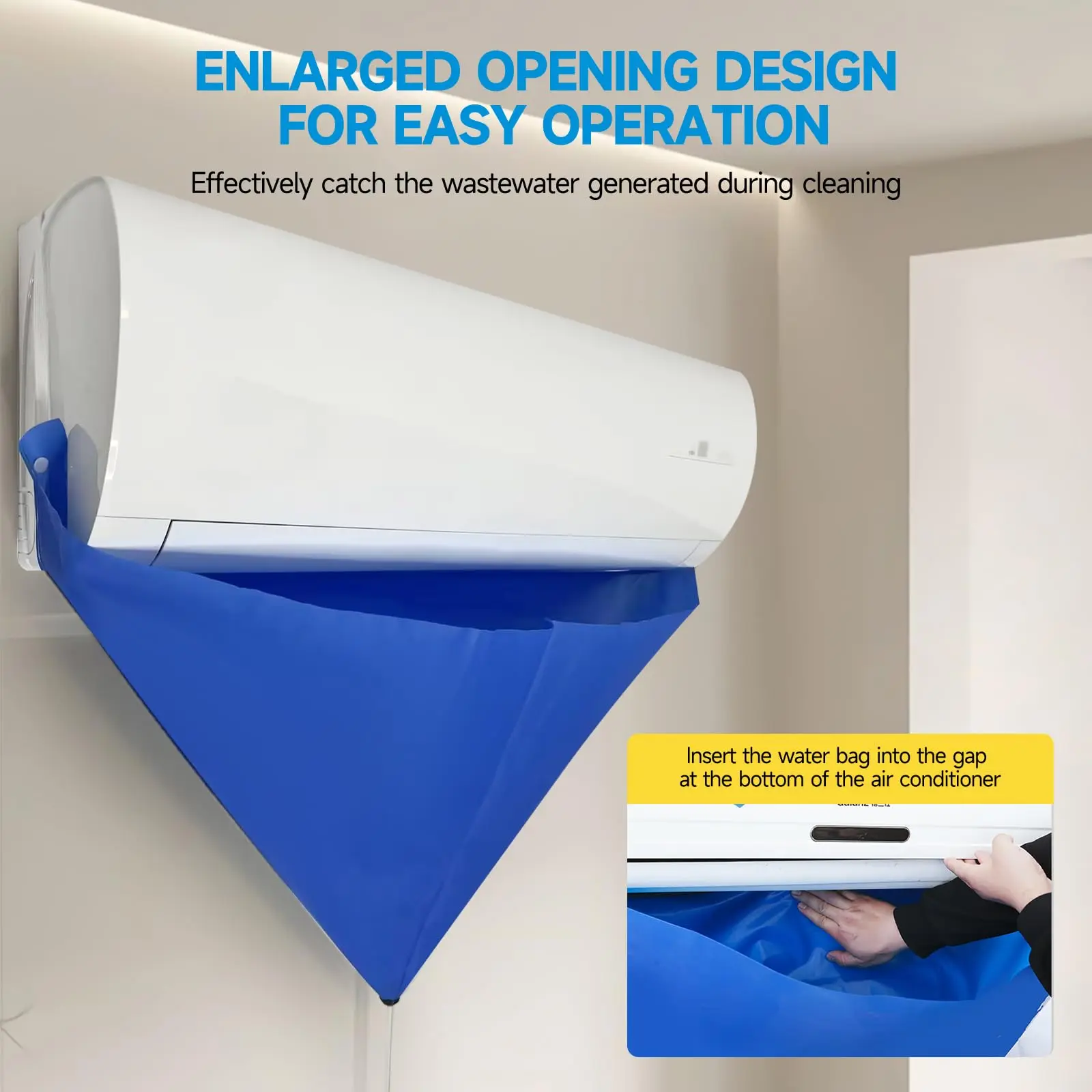 100 cm verdickter Reiniger, Klimaanlagen-Reinigungsabdeckungsbeutel, PVC mit Wasserrohr, Zuhause, 1–1,5 P, geteilte hängende Klimaanlagen-Werkzeuge Image