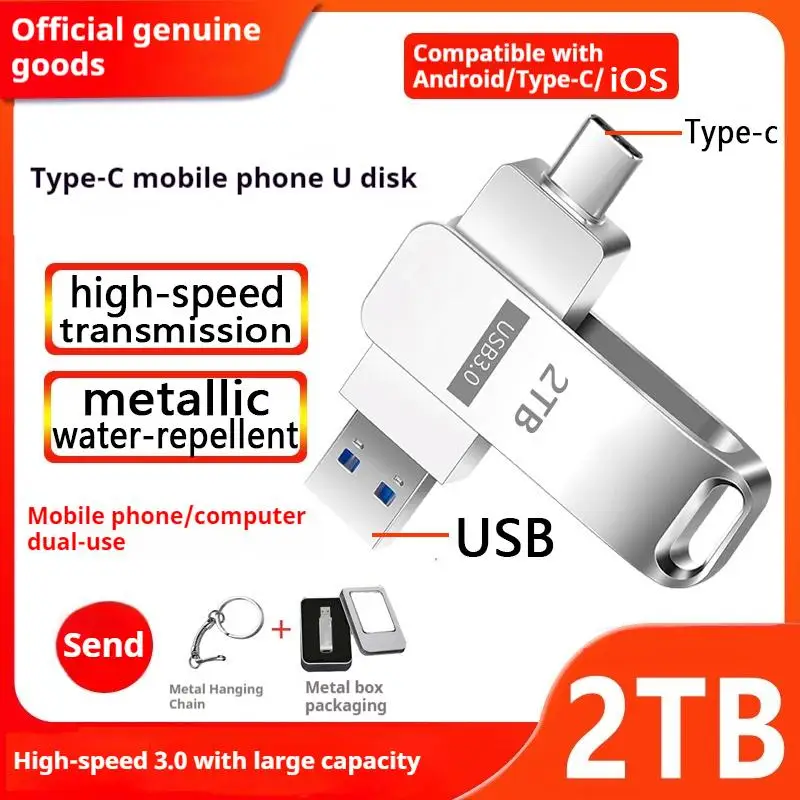 Chiavetta USB 3.0 OTG Pendrive da 2 TB USB 3.0 Gen 1 Tipo-c Pen Drive 128 GB Tipo C Memory Stick 256 GB ad alta velocità