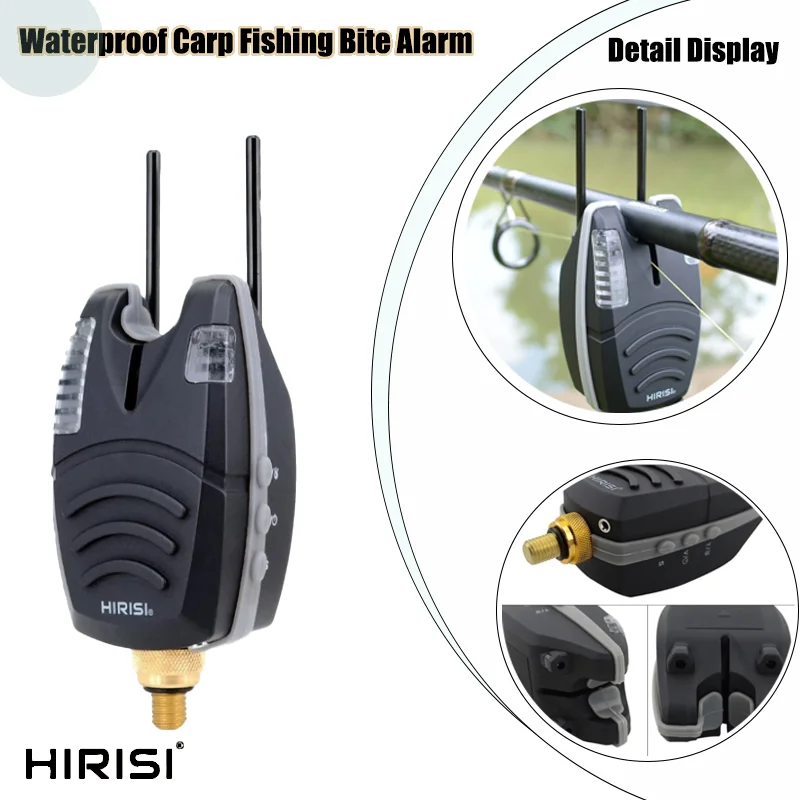 HIRISI Professioneller wasserdichter Bissanzeiger zum Karpfenangeln, 1 Stück, mit Hakenleiste und rollendem LED-Band, Fischbissanzeige, Induktionsalarm Image