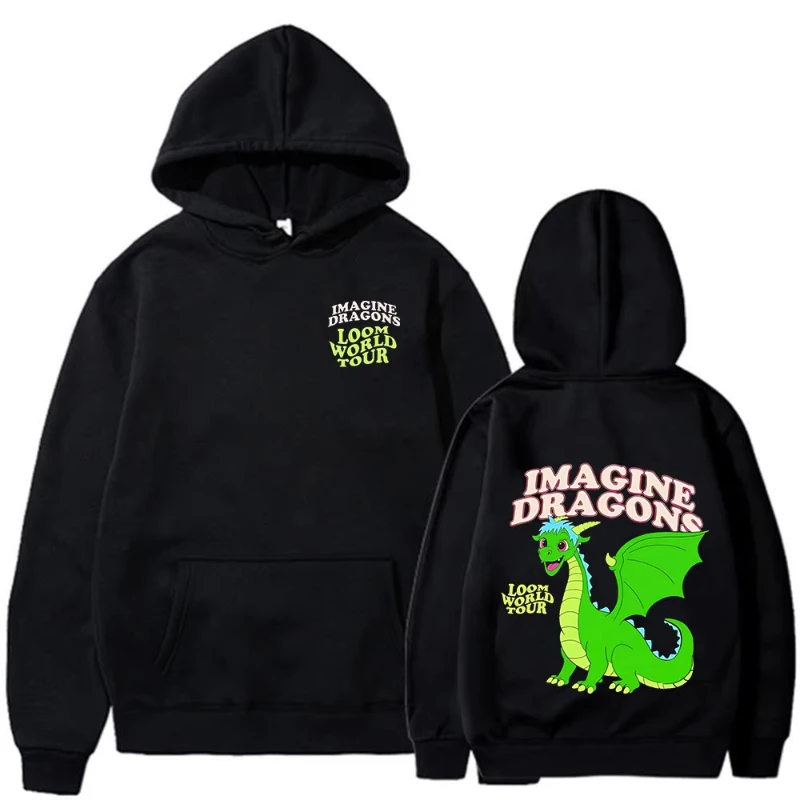 Imagine Dragons Loom World Tour 2024 Hoodies Rock Band Cartoon Dragon Sweatshirts Männer Frauen Hochwertige Langarmpullover Image
