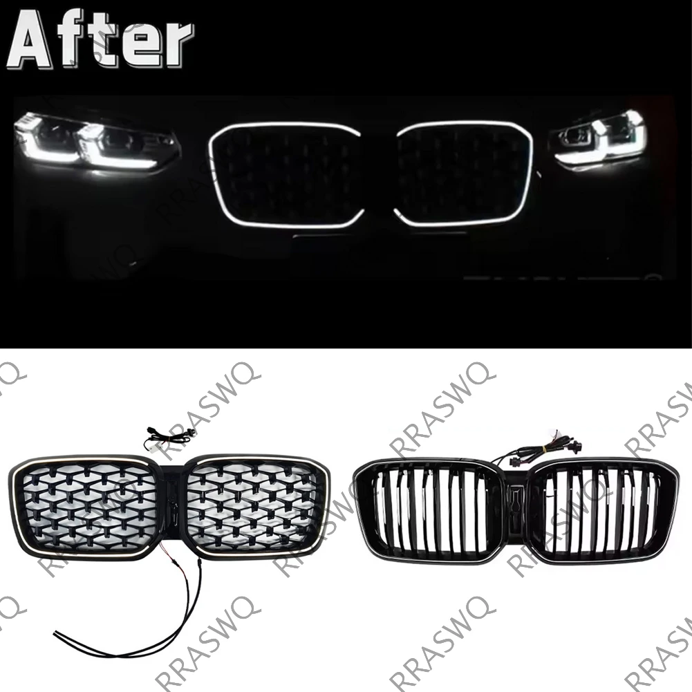 Auto LED luce bianca Paraurti Anteriore Centro Rene Griglia Griglia Per BMW X3 X4 G01 G02 G08 2022-2023 2024