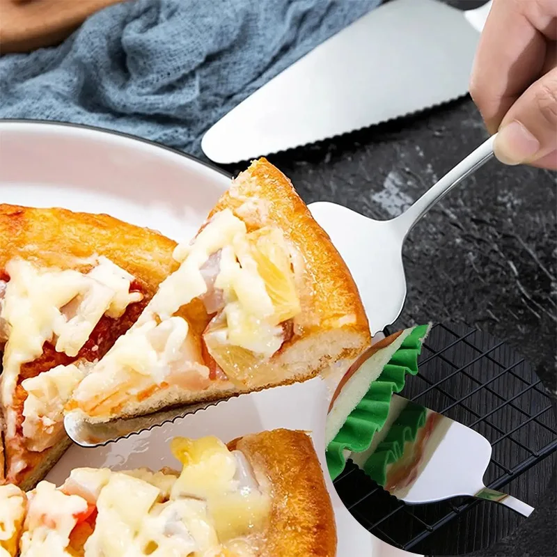 Gezackter Kuchenserver aus Edelstahl mit scharfer Klinge, Mehrzweckwerkzeug für Kuchen, Pizza, Gebäck, ergonomischer Griff, modernes Backen in der Küche Image