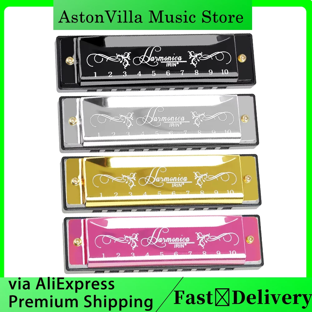 IRIN 10-Loch-10-Ton-Mundharmonika für Holzblasinstrumente, bunte C-Tasten-Mundharmonika, geeignet für Anfänger, Unterricht, Spielen, Geschenk Image