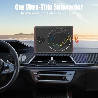 8 Inch Ultra Slim Car Subwoofer Under Seat Car Active Subwoofer Compact Car Bass Audio Car Stereo Amplifier Speaker DC 12V 200W