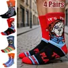 4 Paar Anime-Männersocken, Hip-Hop-Socken, kniehohe Paare, Cosplay-Socken, Persönlichkeit, Halloween, lustig, lange Damensocken, Größe 36–44