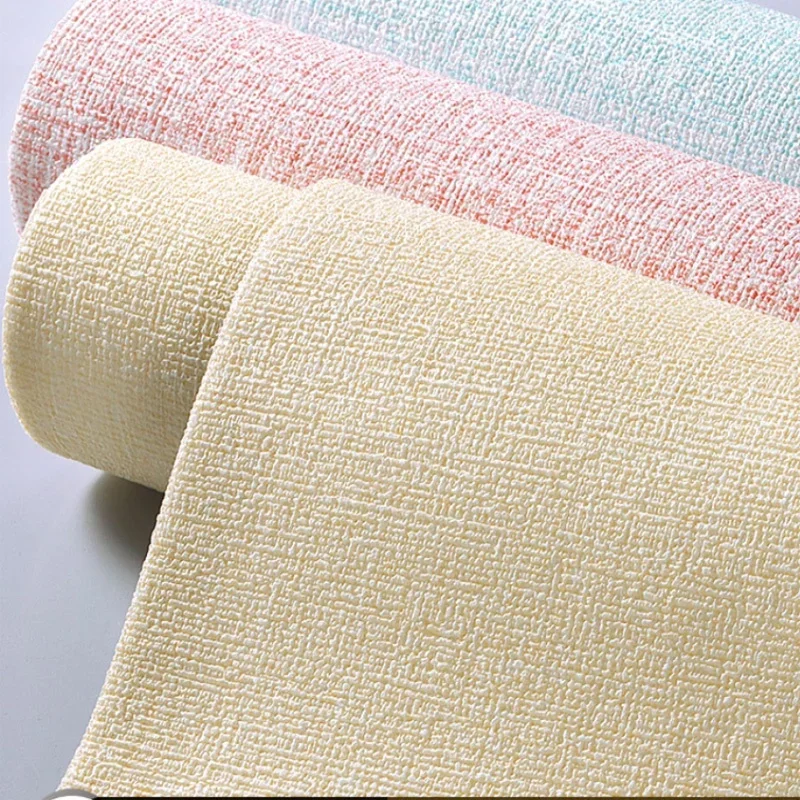 Schaum 3D Leinen Wandaufkleber Selbstklebende PVC verdickte wasserdichte Tapete für Schlafzimmer Wohnzimmer Küche Badezimmer Drom Dekor Image