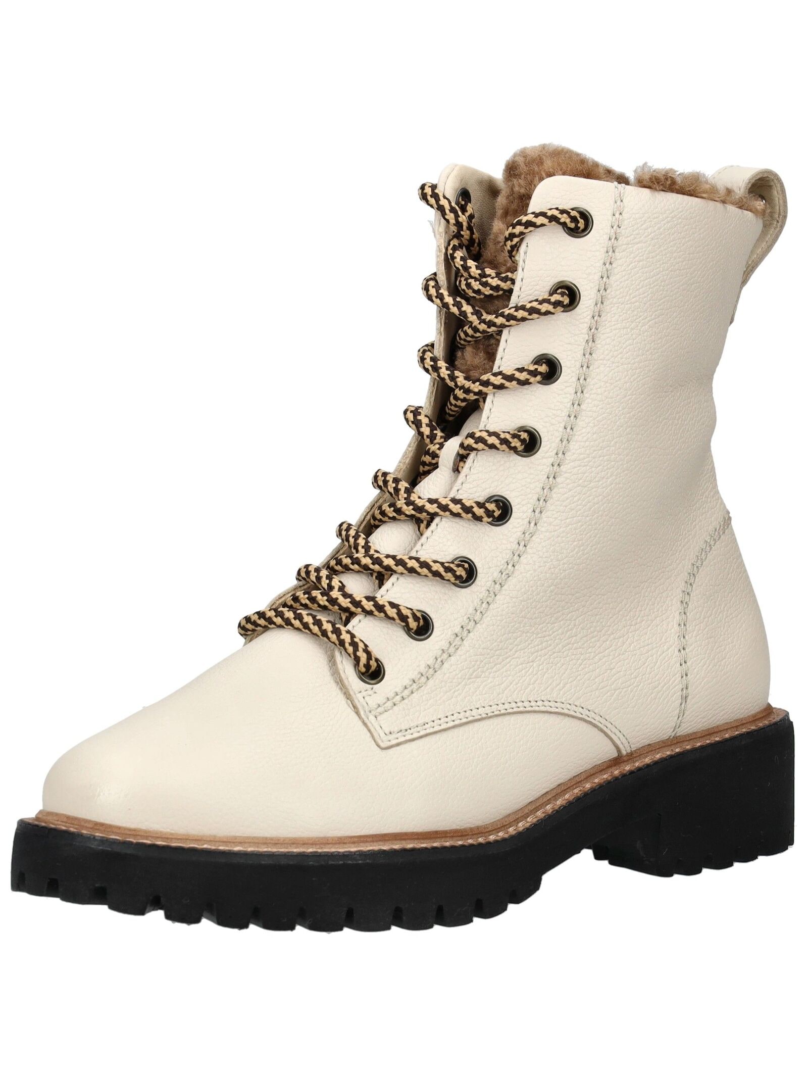 Schnürstiefelette PAUL GREEN "Paul Green Stiefelette Glattleder", Damen, Gr. 40, beige, Glattleder, Schuhe Schnürstiefelette