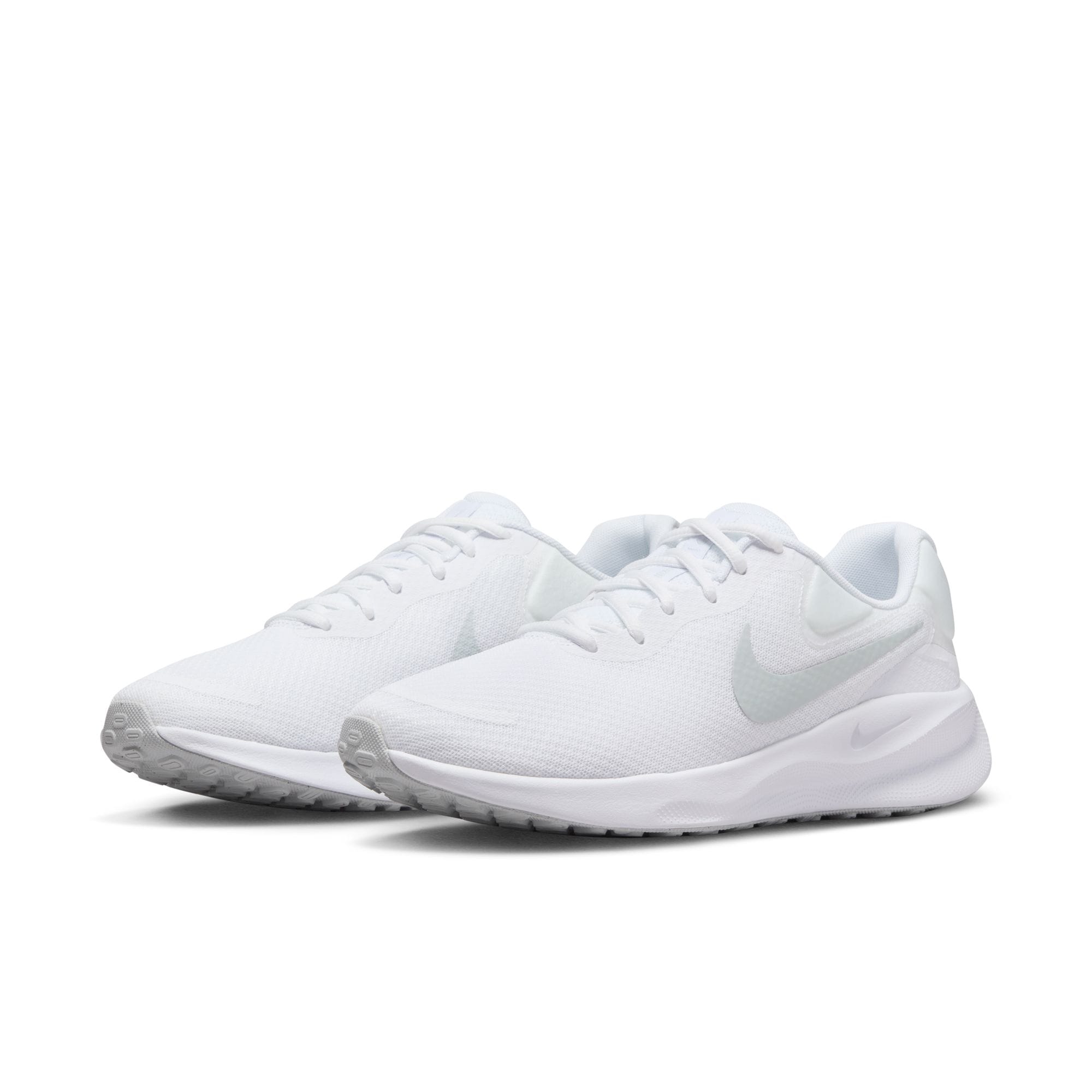 Laufschuh NIKE "REVOLUTION 7", Gr. 44, silber (weiß, pure platinum, weiß), Synthetik, Textil, Schuhe