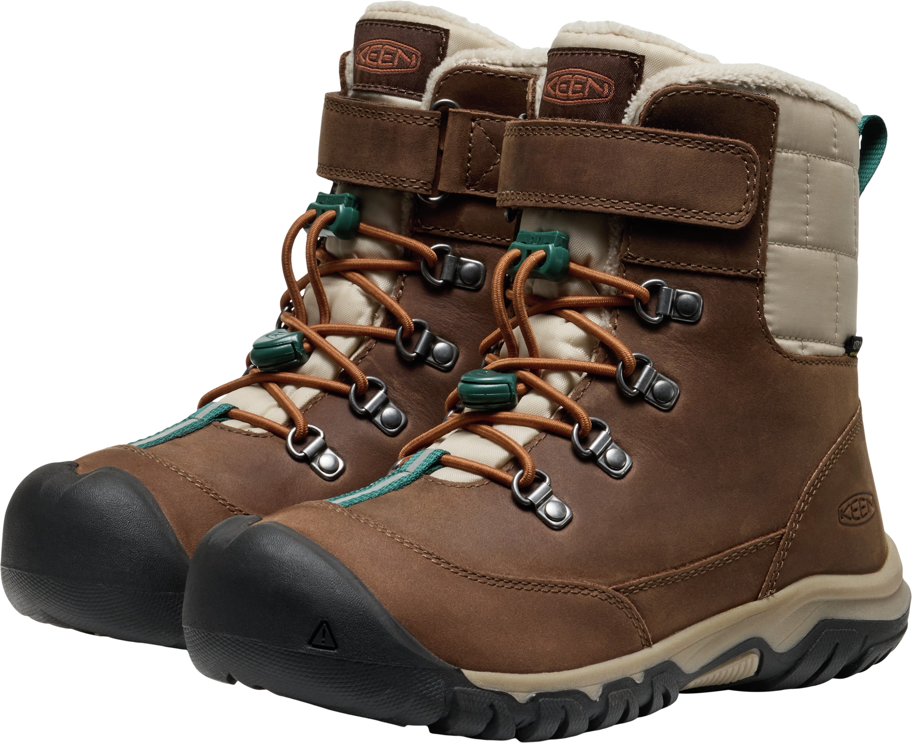 Winterstiefel KEEN "KANIBOU WP", Damen, Gr. 38, schwarz earth, roasted pecan, Leder, Textil, Sportlich, Schuhe