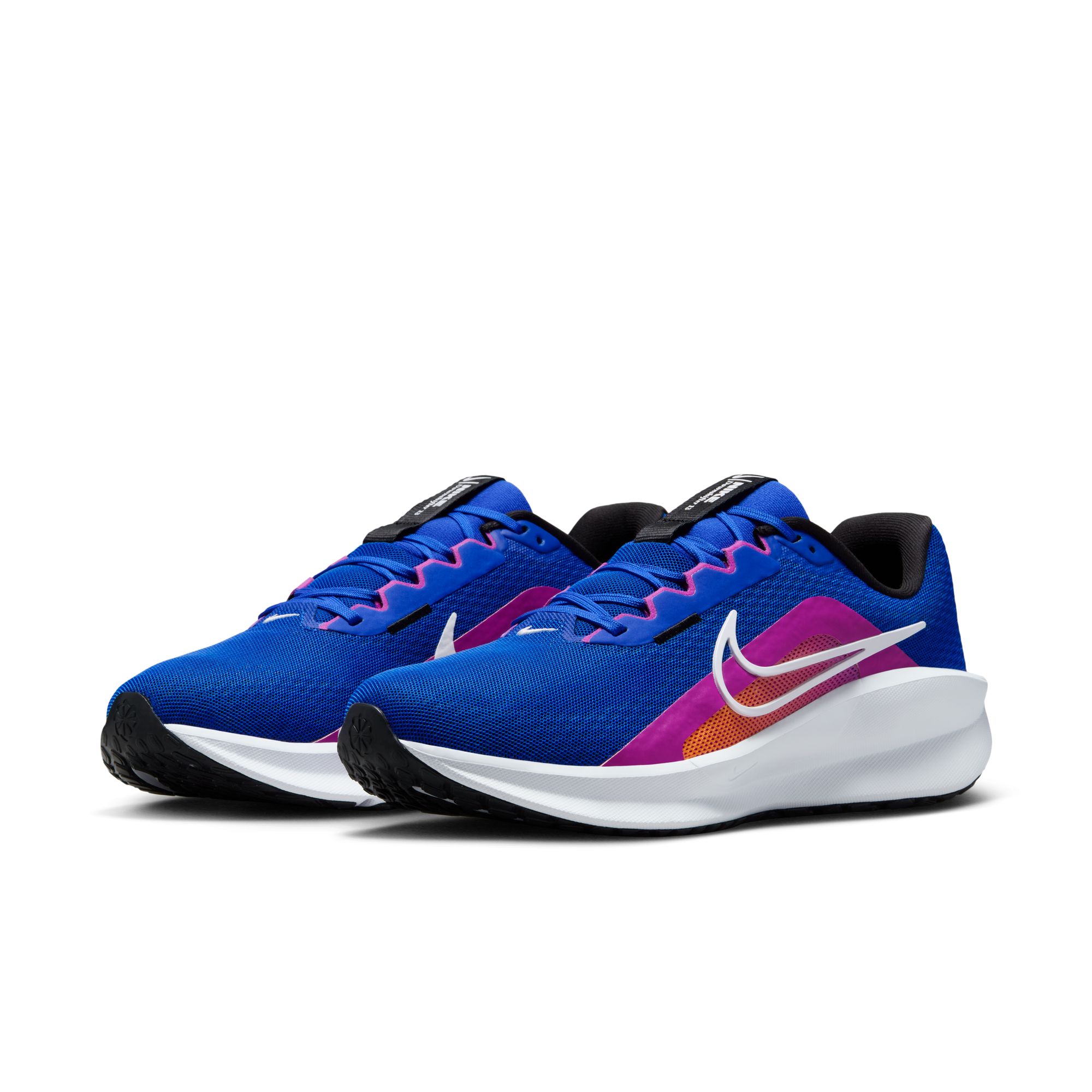 Laufschuh NIKE "DOWNSHIFTER 13", Gr. 41, weiß (racer blau, weiß, hyper violet), Textil, Sportlich, Schuhe