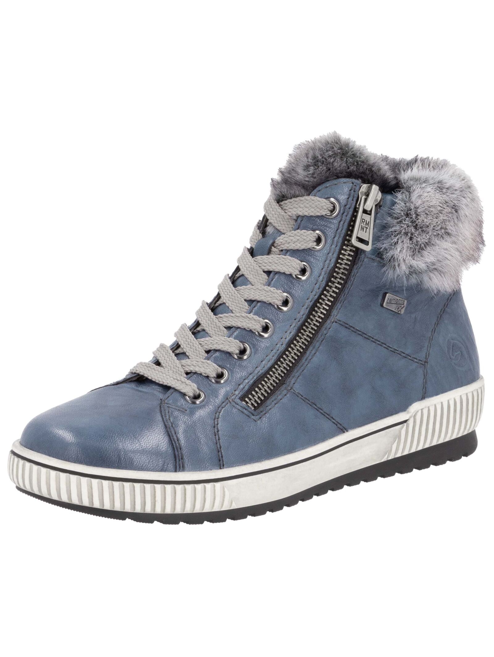 Sneaker REMONTE "Remonte Sneaker Leder/Textil", Damen, Gr. 37, blau (blau, grau), Leder, Textil, Casual, Schuhe