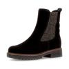 Chelseaboots GABOR "KOS", Damen, Gr. 40, schwarz, Veloursleder, Elastischer Einsatz, unifarben, Basic, Schuhe, Blockabsatz, Stiefelette mit meliertem Stretcheinsatz, in Extraweite K