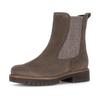 Chelseaboots GABOR "KOS", Damen, Gr. 43, grau (taupe), Veloursleder, Elastischer Einsatz, unifarben, Basic, Schuhe, Blockabsatz, Stiefelette mit meliertem Stretcheinsatz, in Extraweite K