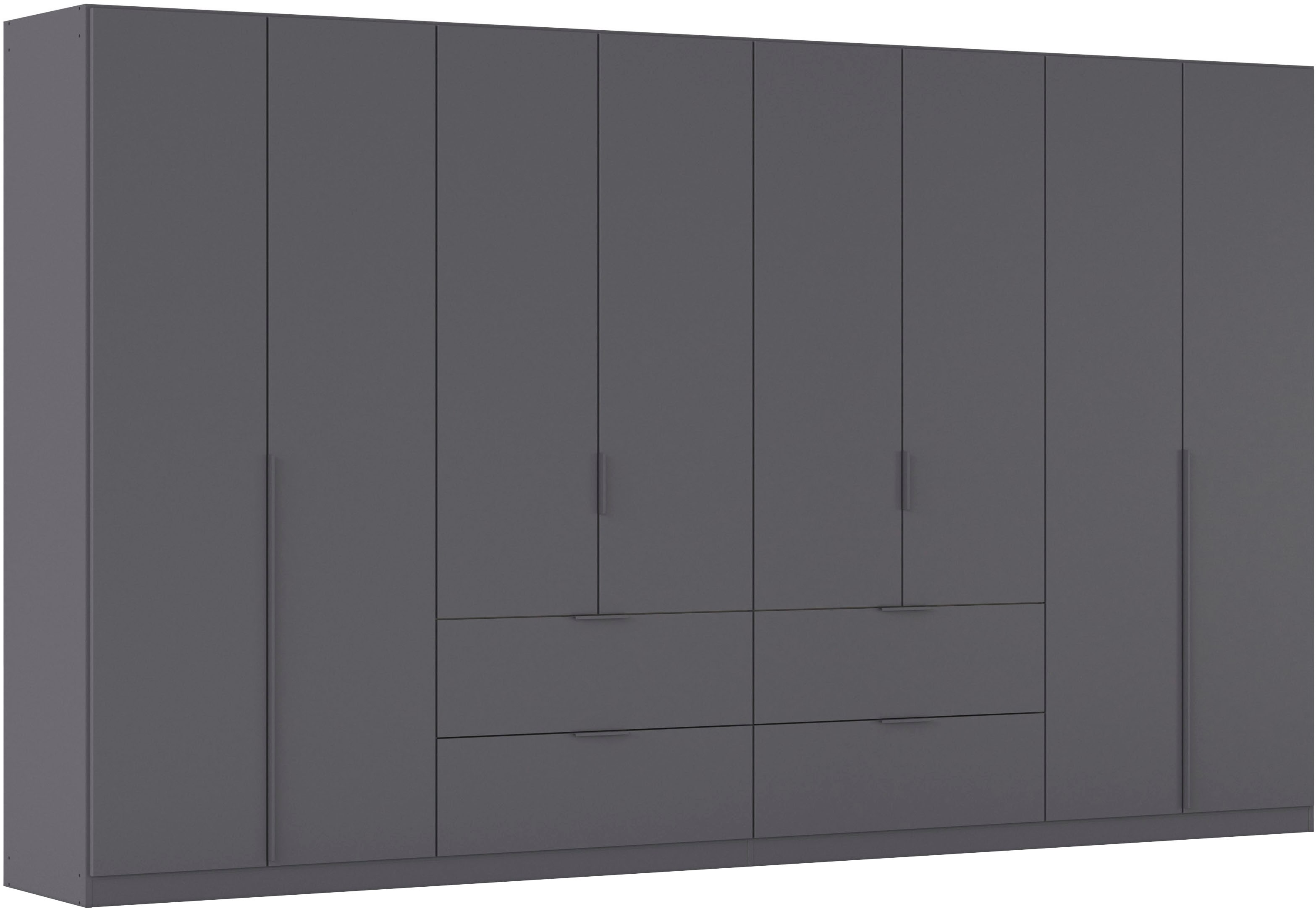 Drehtürenschrank RAUCH "Kleiderschrank Schrank Garderobe AGORDO mit Dekor- oder Hochglanzfront", grau (graumetallic), B:360cm H:210cm T:54cm, Holzwerkstoff, Schränke, mit Außenschubkästen, in 7 Breiten und 2 Höhen MADE IN GERMANY, Topseller Image