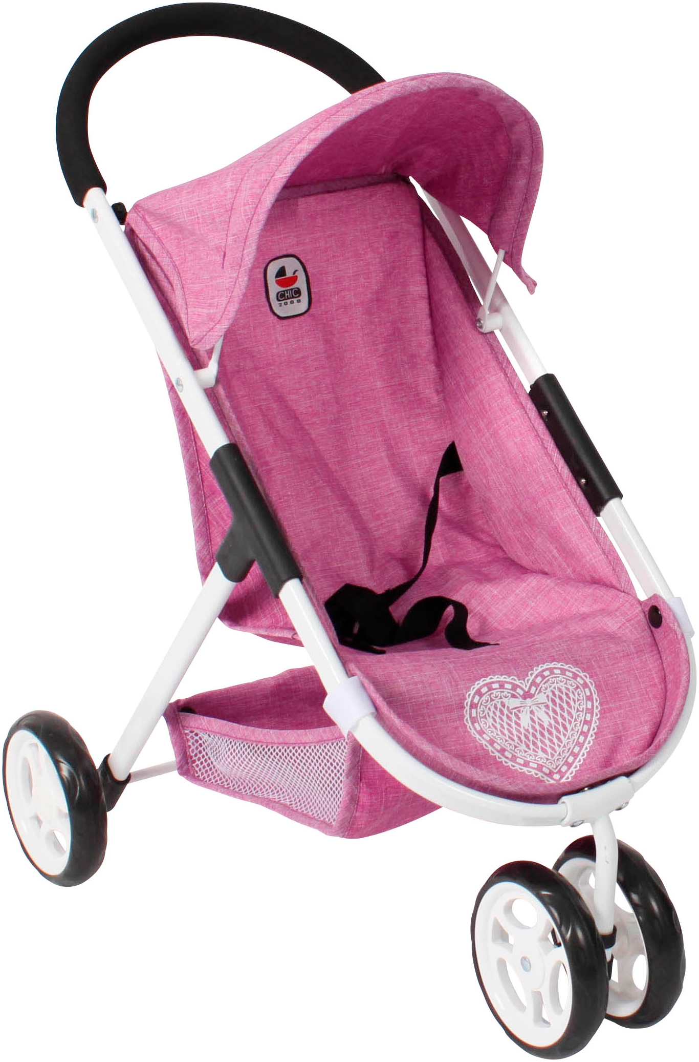 Puppenbuggy CHIC2000 "Speedy", pink (jeans pink), Puppenwagen, KinderB:35cm H:59cm T:54cm, Metall, Polyester, Kunststoff, mit leichtgängigen Doppelrädern, B:35cm H:59cm T:54cm Image