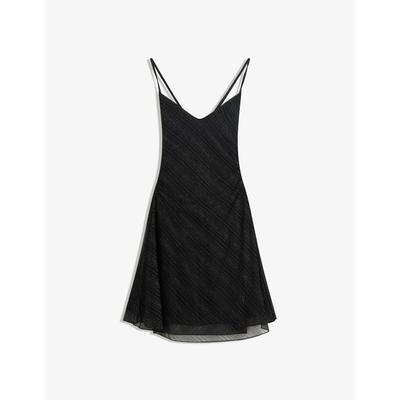 Bershka Tulle Mini Dress With Rhinestones Women L Black
