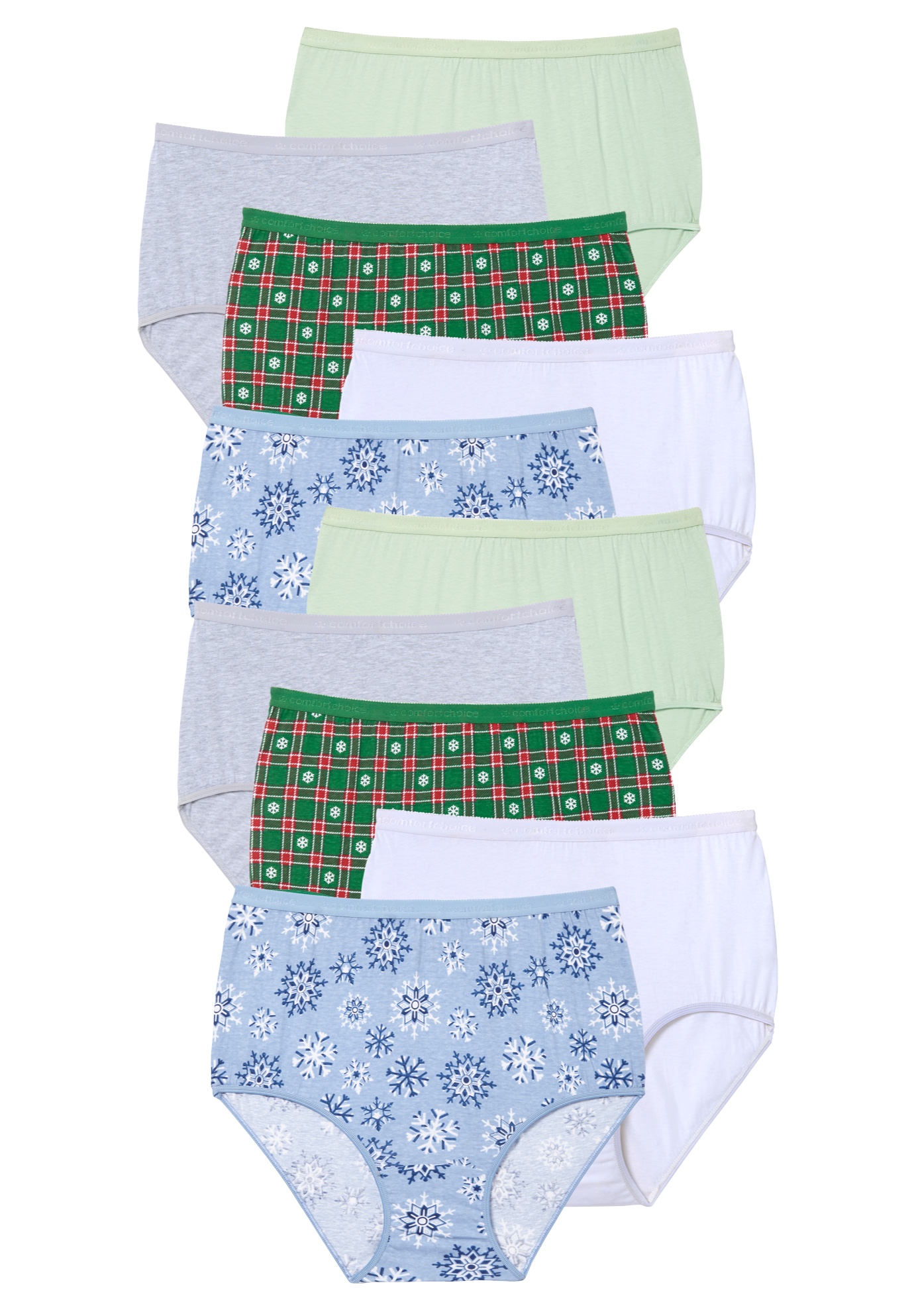 Plus Size Women's Full Coverage Cotton Brief 10-Pack by Comfort Choice in Snowflake Pack (Size 13)