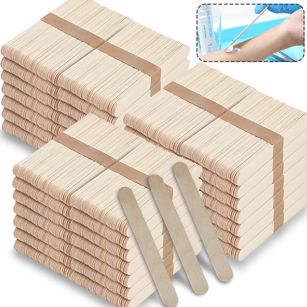 200/100/50/30/10 stücke Einweg Holz Zunge Spatel Individuelle Packung Tattoo Waxing Stick Haar Entfernung Sticks Tattoo Zubehör Image