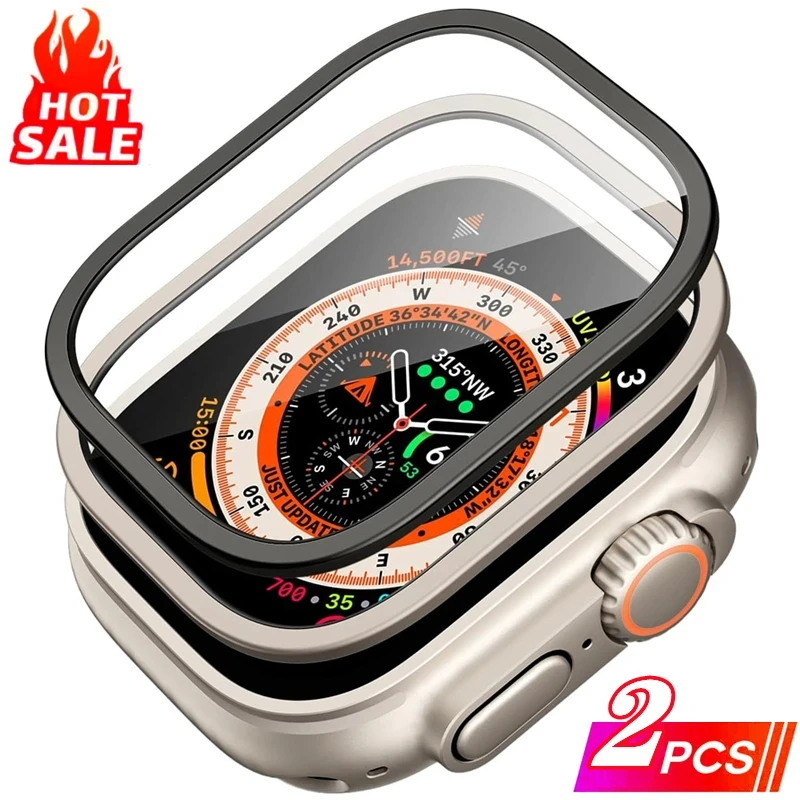Gehäuse aus Aluminiumlegierung + gehärtetes Glas für Apple Watch Ultra 2 49 mm, kratzfester Displayschutz für iWatch Ultra 49 mm Image