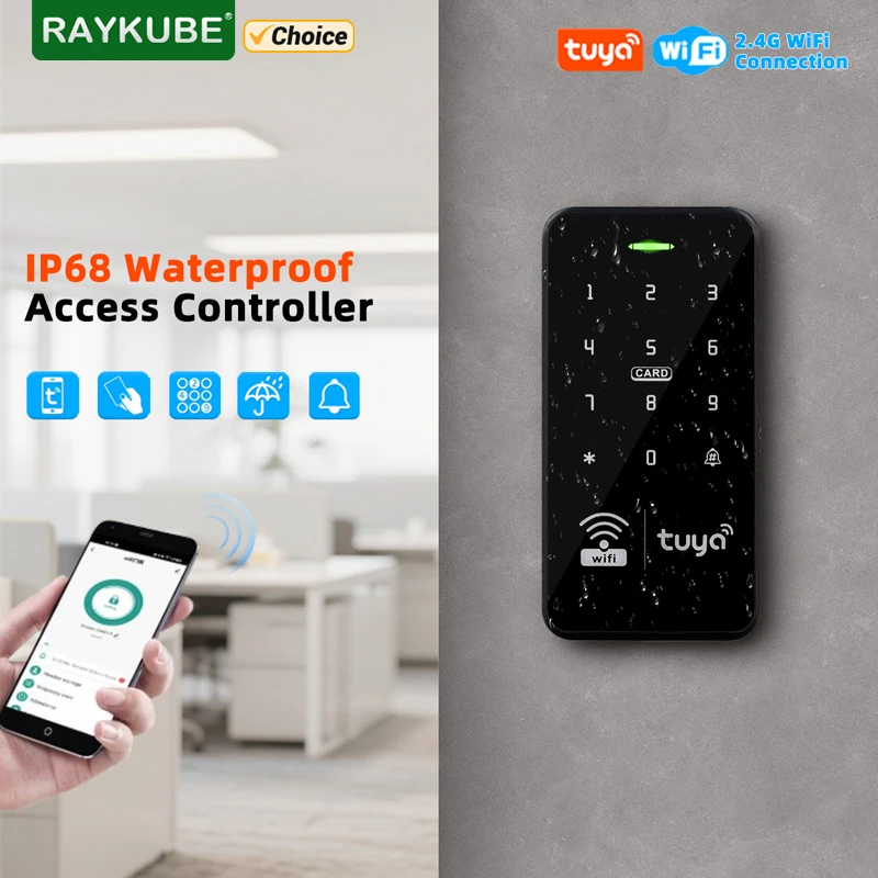 RAYKUBE S20 Wasserdichte Smart Tuya WiFi Access Controller Tastatur 125 KHz/13,56 MHz RFID Karte Passwort Tastatur öffner APP Entsperren Image