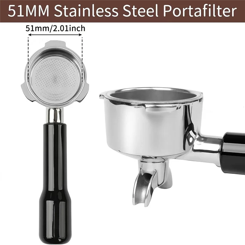 A74U 51 mm Edelstahl-Siebträger mit 2 Ausgängen für Donlim und CASABREWS Espressomaschine CM5418, 3700 Essential Image