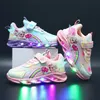 Disney Casual Turnschuhe LED Beleuchtet Für Frühling Mädchen Gefrorene Elsa Prinzessin Regenbogen Outdoor Kinder Nicht-slip Rosa Lila Schuhe