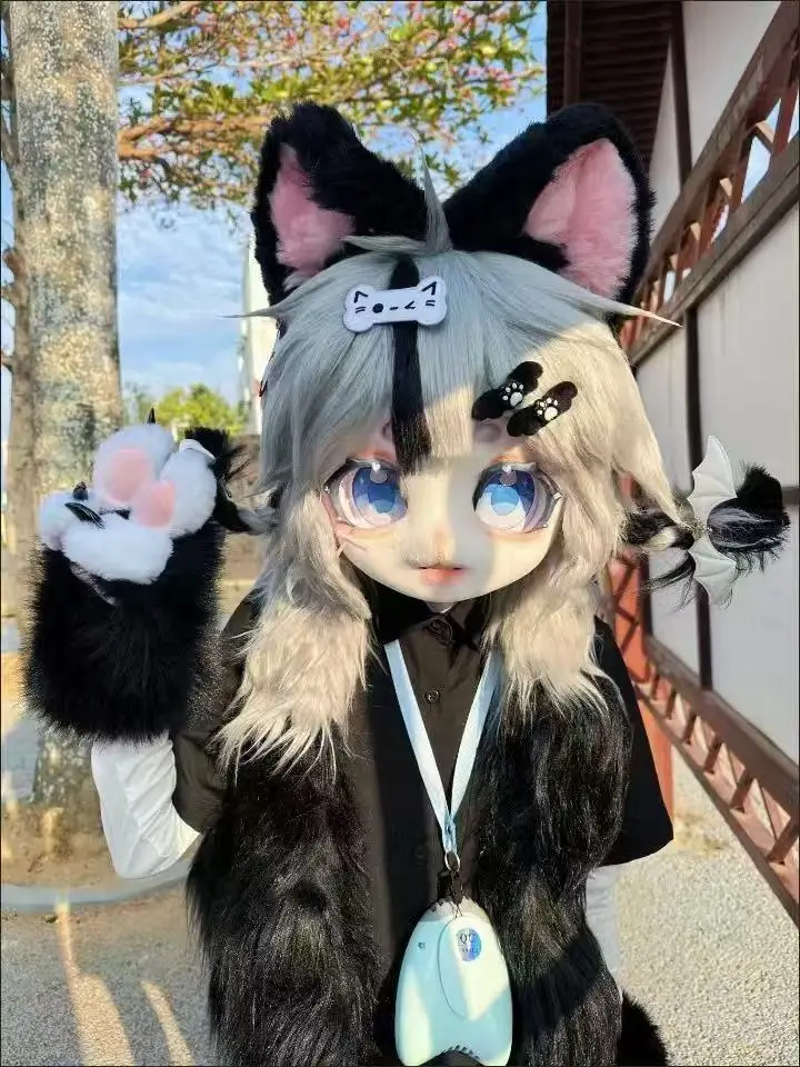Kawaii Cartoon Cosplay Kostüm Handschuhe Pelzigen Fursuit Kigurumi Plüsch Katze Pfote Handschuhe Quietschende Kig Cosplay Requisiten kinder Geschenke Halloween Image
