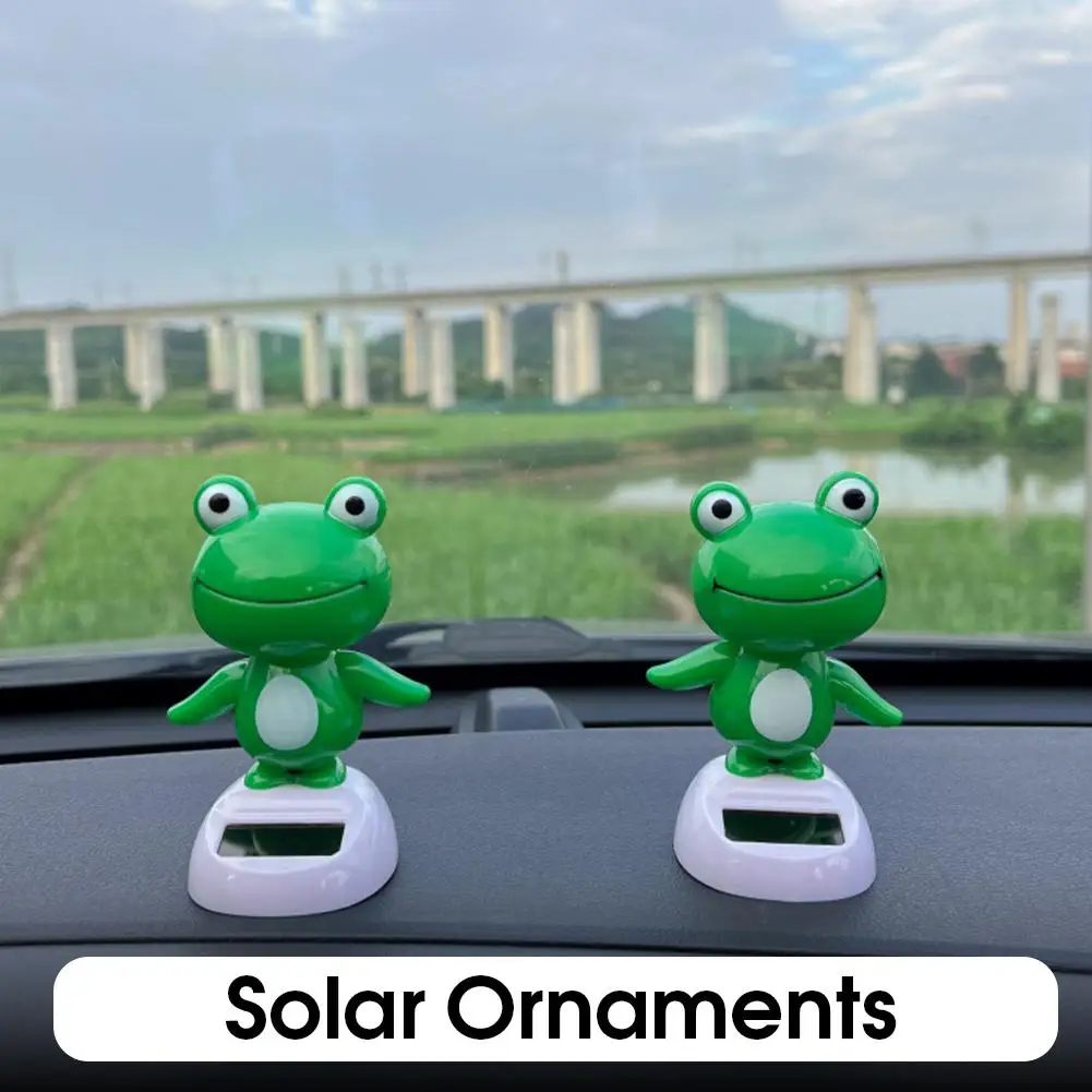 Auto Solarbetriebene Kopf Schütteln Frosch Ornament Auto Cartoon Big Eyed Frosch Puppe Dekoration Lustige Kreative Innen Zubehör Image