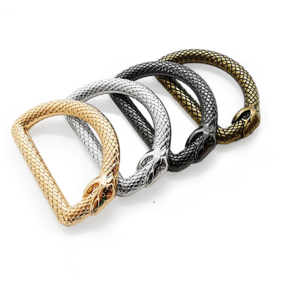 2 Stück D-Ringe mit Schlangenmuster – geschlossener Verbinder für Gürteltaschengurte und DIY-Lederhandwerk Image