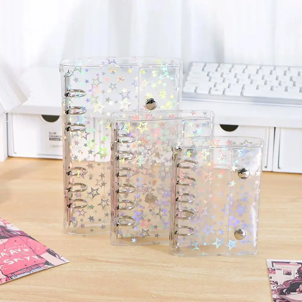 Lose-blatt Notebook Laser Star Shell Notebook Abdeckung Schule Liefert PVC Wasserdichte Abdeckung M5 A6 A7 Transparent Notizblock Abdeckung Image