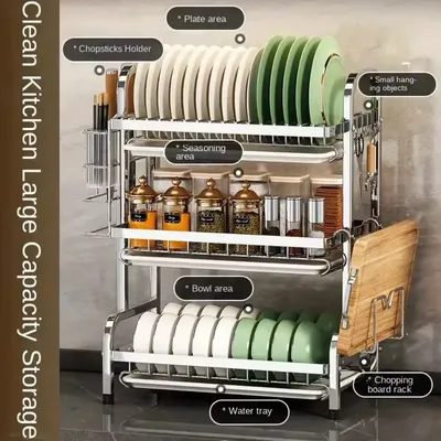 Tableware Drying Rack Large Anti Rust Tableware Drainage Rack Tableware Storage Drainage Kitchen Tableware Rack with Drainage