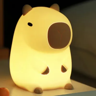 Capybara Night Light LED Cute Silicone Animal Lamp Dimmable Nightlight Rechargeable Bedside Touch Lamp for Kids Gifts Room Decor