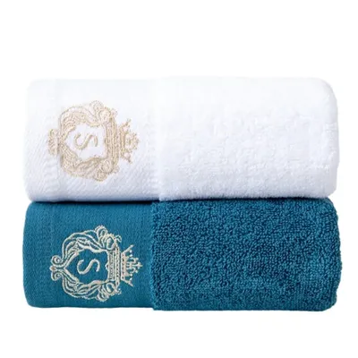 2pcs White Blue Towels Premium Black Hand Towels Cotton Soft Highly Absorbent Hotel & Spa Quality Hand Bath Towels Home Supplies