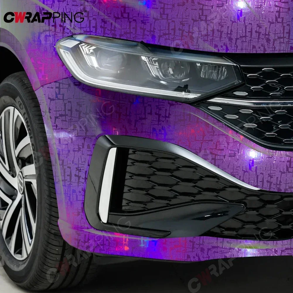 Auto Außen Dekorative Glanz Lila Flugzeug Muster Film Carbon Faser Wasserdichte Vinyl Aufkleber Kreative Styling Zubehör Image