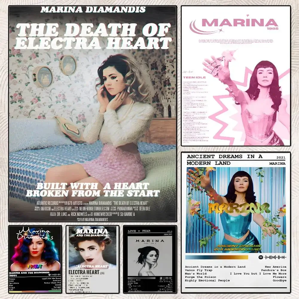 Marina and the Diamonds Musikalbum-Poster, HD-Poster, selbstklebend, wasserfest, ideal für die Dekoration von Wohnzimmer, Schlafzimmer, Bar