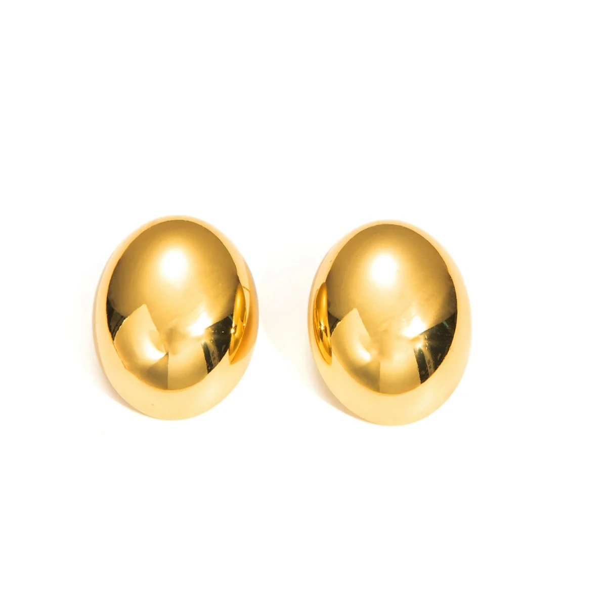 Punk Edelstahl Chunky Glänzend Oval Stud Ohrringe Für Frauen Männer Trendy Einfache Glatte Geometrische Ohrring Partei Schmuck Geschenke Image