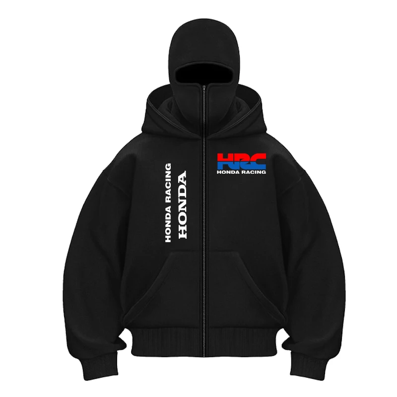 Giacca da moto con logo Honda Felpa con cappuccio doppia cappuccio moda Uomo Donna Felpe con cappuccio con cerniera Felpe con cappuccio solide Autunno o inverno da uomo