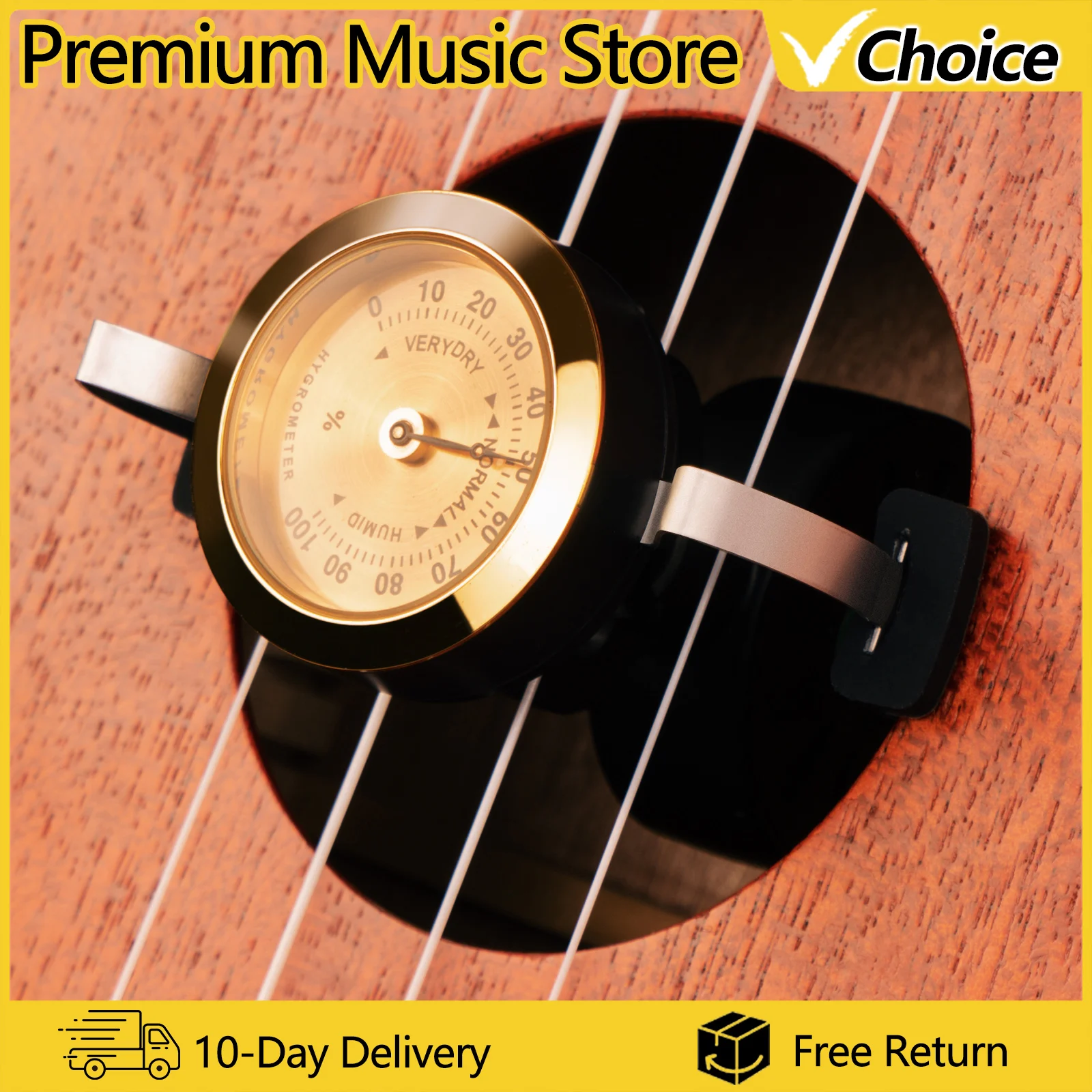 GUITTO GHD-02 Ukulele Schallloch Luftbefeuchter Hygrometer 4-saitige Gitarre Ukulele Wartung Hawaiianische Gitarrenteile und Zubehör Image