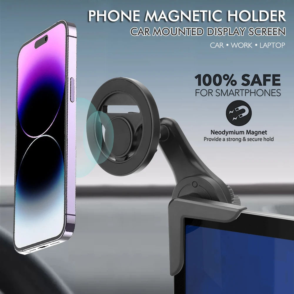 Automontierter Display-Telefon-Magnethalter, 360-Grad-freie Drehung, faltbare Halterung, verwendet für Auto-Elektrofahrzeuge Image