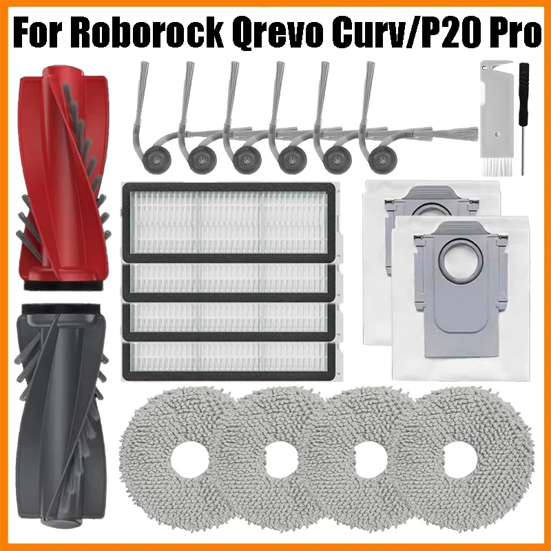 Für Roborock P20Pro/Qrevo Curv/CurvC/5AE/Curv S5X 5A1 5XC/Edge/Edge S5A 5V1 Hauptbürste Kantenbürste Hepa-Filter Staubbeutelteile Image