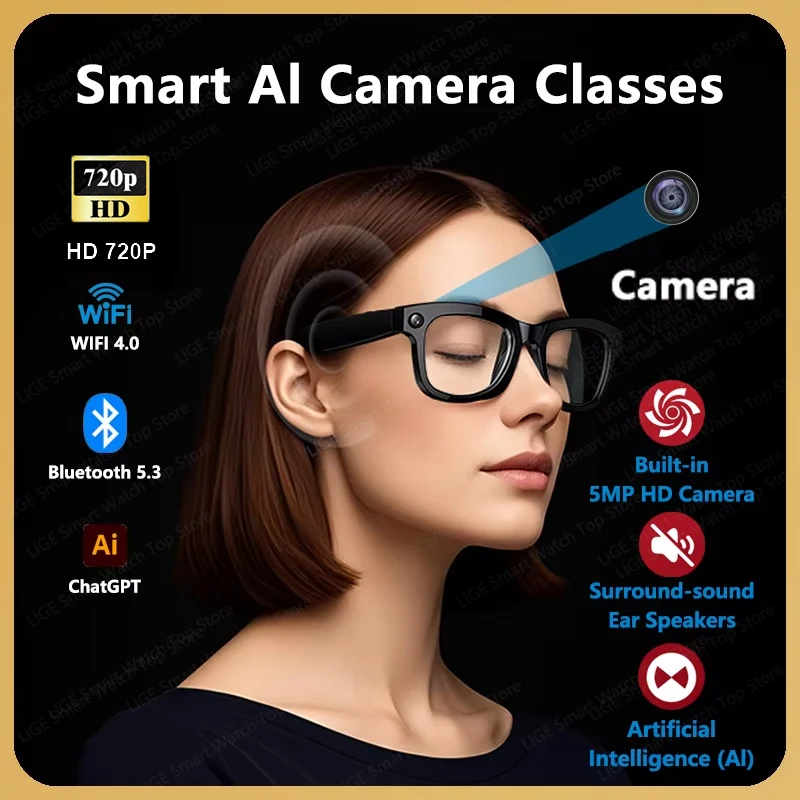 Video Aufnahme Kamera Smart Musik Sonnenbrille Kopfhörer Drahtlose Headset HIFI Sound Kopfhörer Fahren Gläser Freisprechen Image