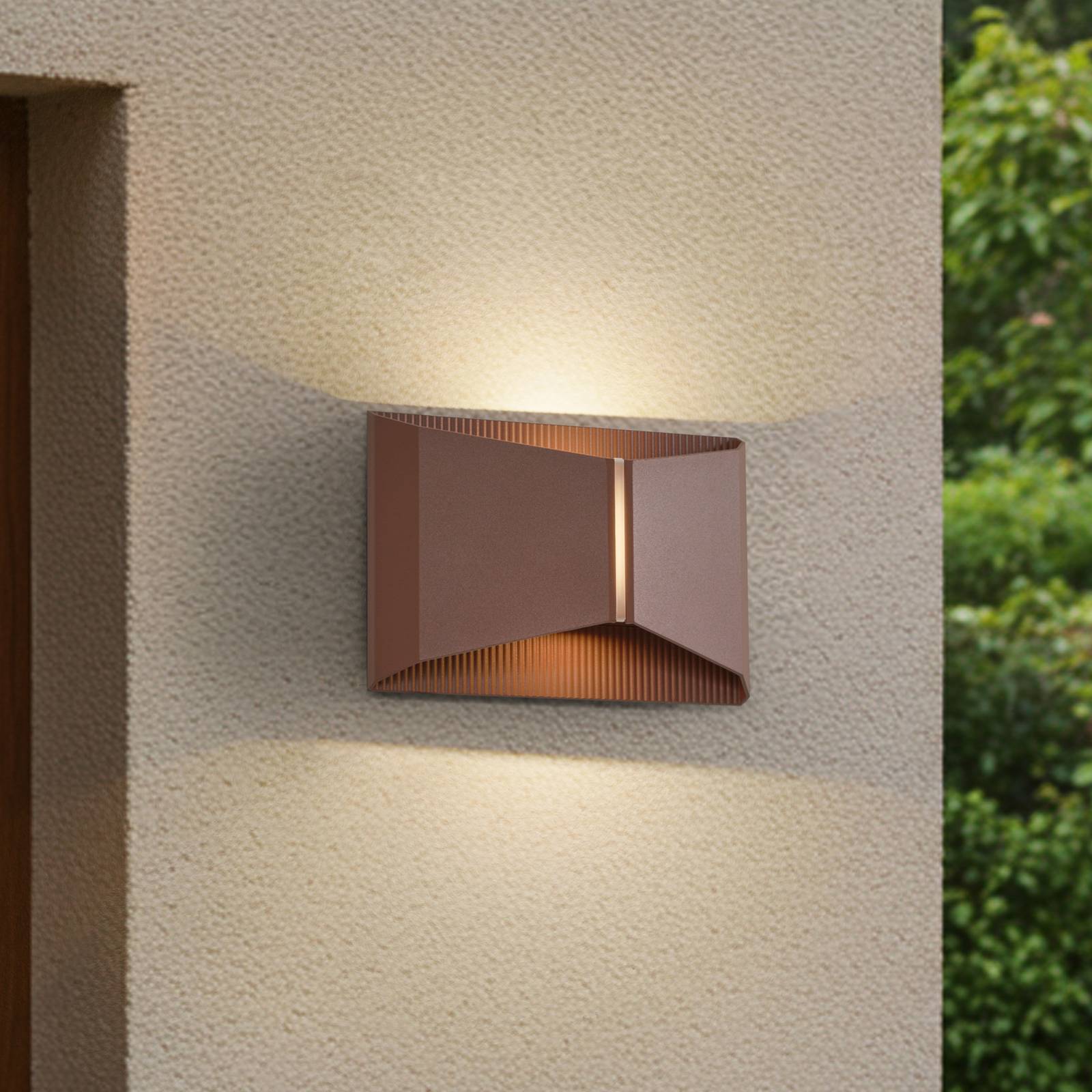 LED Outdoor Wall Light Anlira Lindby, Brown / rust, metal, Modern, Outdoor Wall Light