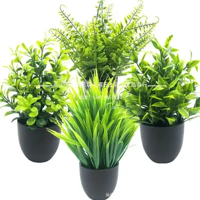 Fake Plants 4 Packs Artificial Plants Small Faux Plants Black Bathroom Accessories for Bathroom Home Office Table Decor Indoor