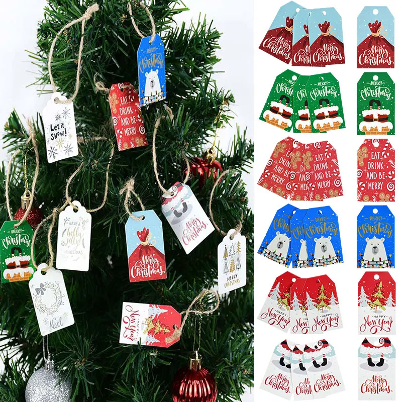 100 Stücke Weihnachten Papier Tags Weihnachtsbaum Grußkarten Hängen Ornament Navidad Natal Neujahr 2026 DIY Geschenkverpackung Etiketten Dekor Image