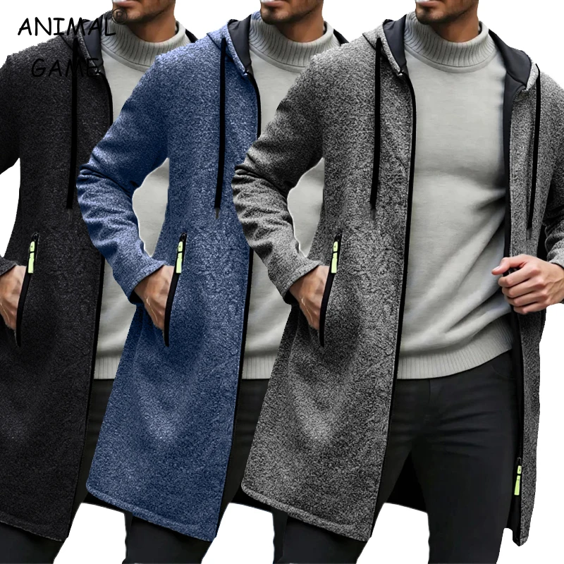 Herbst männer Zipper Hoodies Langarm Sweatshirts für Männer Im Freien Warme Mit Kapuze Streetwear Herren Oversize Winter Top Jacke Mantel Image